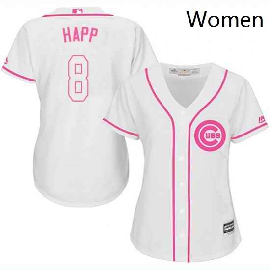 Womens Majestic Chicago Cubs 8 Ian Happ Authentic White Fashion MLB Jersey